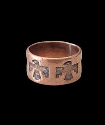 Vintage Native American Bell Trading Company Solid Copper Thunderbird Ring, Size 5.5