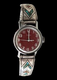 Gorgeous Navajo Vintage J. Nezzie Sterling Silver Native American Watch