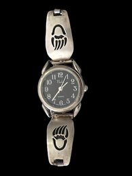 Vintage Sterling Silver Navajo Native American Bear Paw Watch