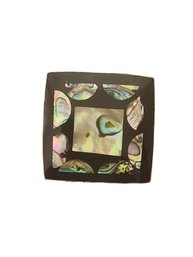 Beautiful Vintage Onyx Color Abalone Inlay Ring, Size 7