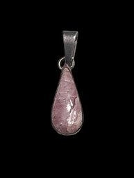 Vintage Sterling Silver Pink White Agate Stone Pendant