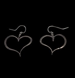 Vintage Sterling Silver Artisan Heart Earrings