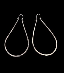 Vintage Sterling Silver Teardrop Hoop Earrings