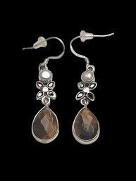 Vintage Sterling Silver Tiger Eye Earrings