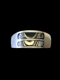 Vintage Sterling Silver Abalone Inlay Ring, Size 8