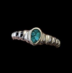 Vintage Turquoise Color Inlay Ring, Size 8