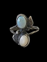 Vintage Sterling Silver Opal Color Ring, Size 3.5