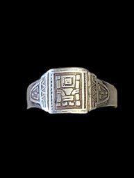 Vintage Sterling Silver Aztec Style Ring, Size 7