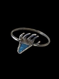 Vintage Sterling Silver Native American Turquoise Color Inlay Ring, Size 8