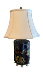 Bradburn Gallery Butterfly And Fern Black Lamp - Chinoiserie Style - Hand Painted - 29'h