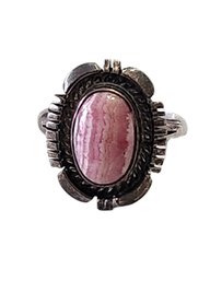 Vintage Native American Pink Agate Stone Ring, Size 8