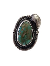 Vintage CBT Native American Sterling Silver Turquoise Ring, Size 5.5