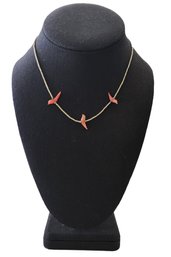 Beautiful Vintage Native American Liquid Heishi Coral Color Bird Necklace