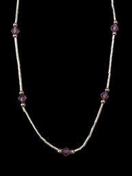 Beautiful Vintage Native American Liquid Heishi Amethyst Color Beaded Necklace