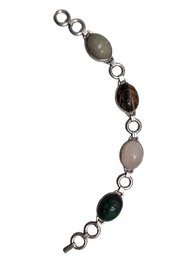 Vintage Sterling Silver Tiger's Eye Jade Multi Color Bracelet