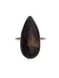 Vintage Sterling Silver Brown Agate Geode Ring, Size 7