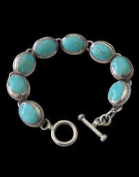 Gorgeous Vintage Sterling Silver Turquoise Color Bracelet