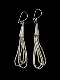 Vintage Sterling Silver Native American Liquid Heishi Earrings