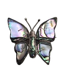 Vintage Sterling Silver Abalone Butterfly Brooch/Pin