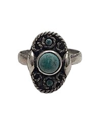 Vintage Native American Sterling Silver Turquoise Color Ring, Size 8