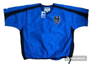 Vintage New With Tags  N.Y. Mets Blue/black MAJESTIC Bullpen Cage Jacket Size L