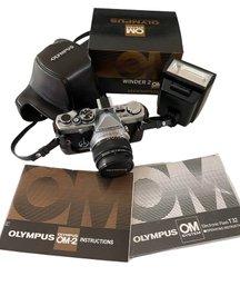 Olympus OM-2N Camera W/50mm F1.4 Zuiko Lens, Brand New Winder, Flash, 2 Manuals *CHECKED BY CAMERA SHOP*