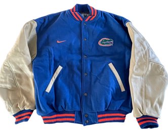 Vtg New Without Tags NIKE Team Varsity/bomber Jacket Florida Gators Wool Blend Leather Sleeves Size Medium