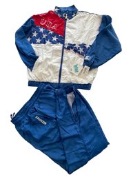 New With Tags 1996 Atlanta OLYMPICS GAMES COLLECTION By Starter Red, White & Blue Track Suit Sz. M