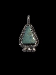 Vintage Sterling Silver Green Agate Pendant