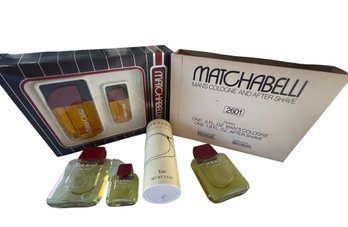 Men's Fragrance Lot: Matchabelli Set, Hero After Shave & Cologne,stetson Talc