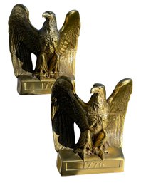 Vintage 1776 Brass Eagle Bookends Philadelphia Manufacturing Company PMC 114B