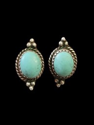 Vintage Native American Sterling Silver Turquoise Earrings