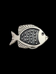 Vintage Sterling Silver Handmade Mexico Fish Pin/Brooch, Stamped Hecho A Mano 925