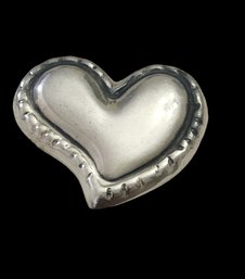 Vintage Taxco Mexico Sterling Silver Puffy Heart Pin/Brooch