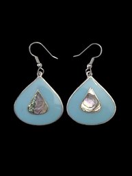 Vintage Mexican Alpaca Silver Abalone Earrings