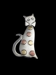 Vintage Sterling Silver Taxco Mexico Cat Pin/Brooch