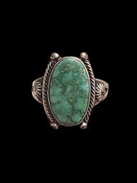 Vintage Native American Sterling Silver Turquoise Ring, Size 7.5