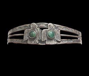 Beautiful Vintage Native American Sterling Silver Turquoise Eagle Bracelet