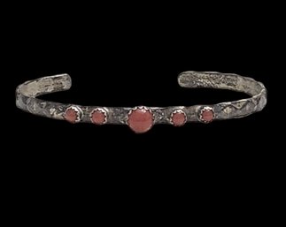 Vintage Native American Sterling Silver Coral Bracelet