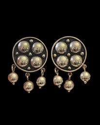 Vintage Sterling Silver Taxco Mexico Dangle Clip On Earrings