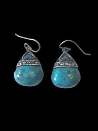 Vintage Sterling Silver Turquoise Marcasite Earrings