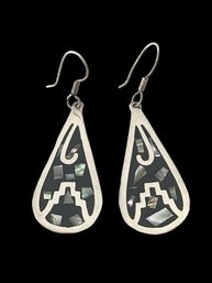 Vintage Sterling Silver Abalone Teardrop Earrings