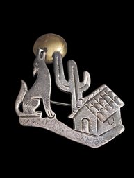 Vintage Sterling Silver Taxco Mexico Howling Wolf Pin/Brooch