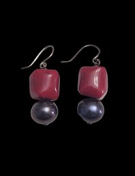 Vintage Artisan Red Purple Earrings