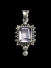 Vintage Sterling Silver Amethyst Pendant