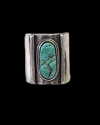 Vintage Native American Sterling Silver Turquoise Ring, Size 6