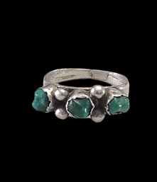 Vintage Native American Sterling Silver Turquoise Ring, Size 8.5