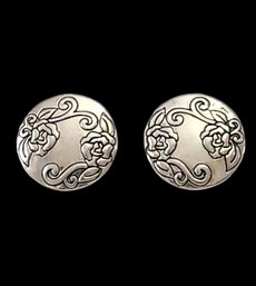 Vintage Sterling Silver Rose Earrings