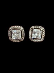 Vintage Sterling Silver Rhinestone Stud Earrings