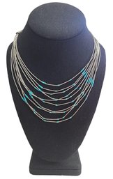 Gorgeous Vintage Native American Sterling Silver Liquid Heishi Turquoise Necklace